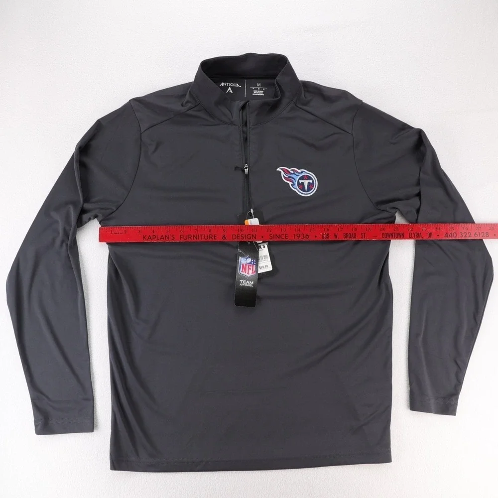 Tennessee‎ Titans Tribute Antigua 104644 Mens Quarter Zip Pullover Smoke Grey M